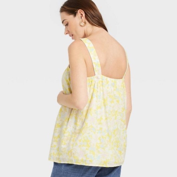 THE Nines by HATCH™ Cotton Maternity Tank Top Yellow Floral plus size XXL new - Picture 2 of 3